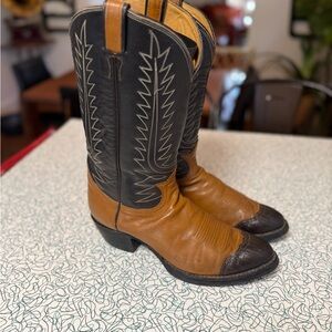 Vintage Tony Lama Black and Tan Western Boots